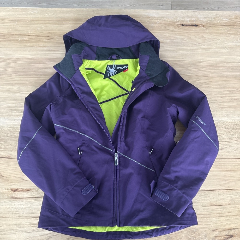 Spyder Jacket Women 8 (Small) Purple Hood Ski Reflective  Waterproof *FLAW